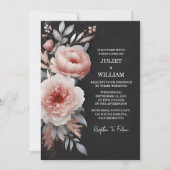 Seidenrosa Boho Peony Garden Dusty Rose Wedding Einladung (Vorderseite)