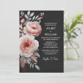 Seidenrosa Boho Peony Garden Dusty Rose Wedding Einladung (Stehend Vorderseite)