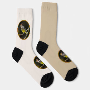 Seidenschwanz Singvogel Original Wildvogel-Foto Socken
