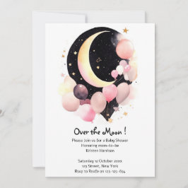 Seidenspieße: Mond & Stars Baby Girl Shower Einladung