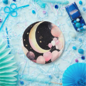 Seidenspieße: Mond & Stars Baby Girl Shower Pappteller (Party)