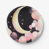 Seidenspieße: Mond & Stars Baby Girl Shower Pappteller (Vorderseite)