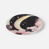 Seidenspieße: Mond & Stars Baby Girl Shower Pappteller (Schrägansicht)