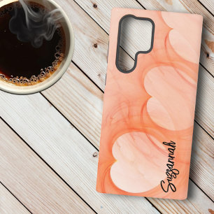 Seidig Orange Herzlinie Abstrakt Kunst Personalisi Samsung Galaxy Hülle