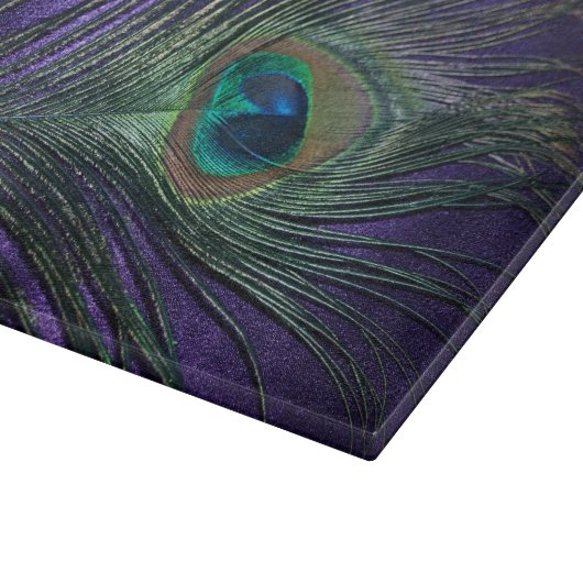 Seidige lila Pfau-Feder Schneidebrett (Ecke)