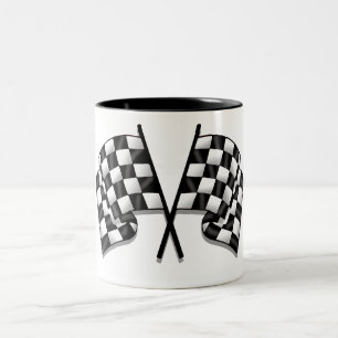 Seidiger schauender karierter Flaggengang des Zweifarbige Tasse