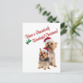 Seidiges Terrier-Weihnachten wünscht Postkarte (Stehend Vorderseite)