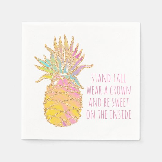 Seien Sie Ananas Niedlich Rainbow & Gold Ananas Serviette (Vorderseite)