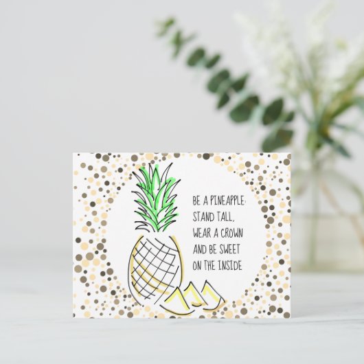 Seien Sie Ananas Postkarte (Stehend Vorderseite)