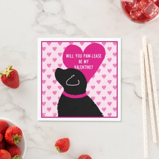 Seien Sie bitte mein Valentine Black Dog Paper Nap Serviette (Beispiel)
