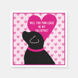 Seien Sie bitte mein Valentine Black Dog Paper Nap Serviette