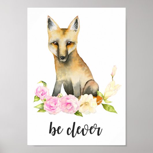 Seien Sie clever | Holz Fox Kinderzimmer Art Poster (Vorne)