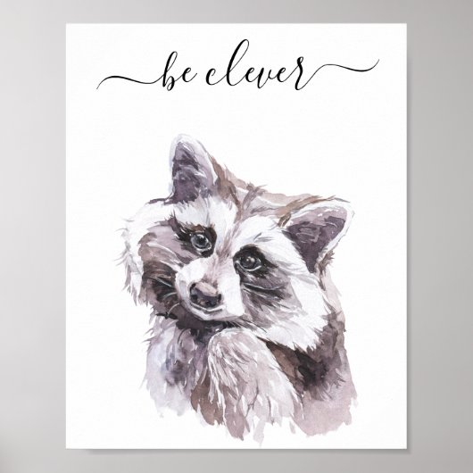 Seien Sie clever Raccoon Kinderzimmer Child Woodla Poster (Vorne)