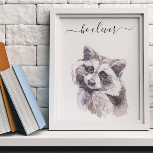 Seien Sie clever Raccoon Kinderzimmer Child Woodla Poster