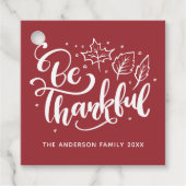 Seien Sie dankbar für den Erntedank Burgund Geschenkanhänger (Vorderseite)