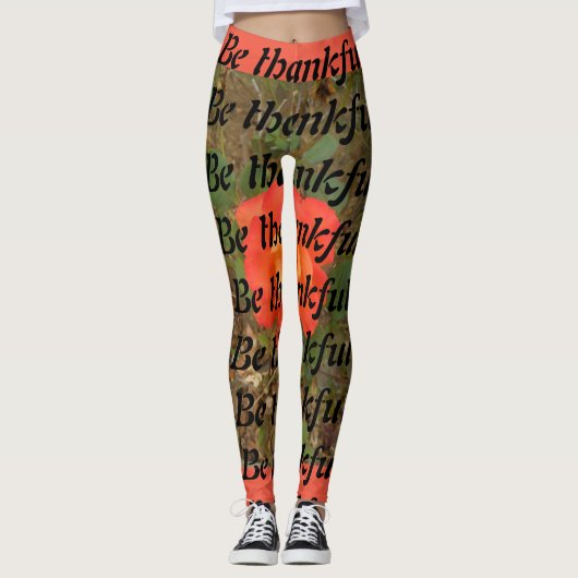 Seien Sie dankbar für die orangefarbene Rose und w Leggings (Vorderseite)