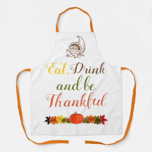 Seien Sie dankbar Kürbis Blätter Cornucopia Ernted Schürze (Vorderseite)