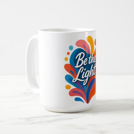 Seien Sie das Licht inspirierender farbiger Typogr Kaffeetasse (Vorderseite Links)