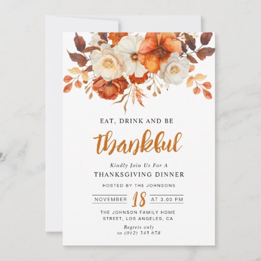 Seien Sie dem Erntedank dankbar Einladung (Vorderseite)