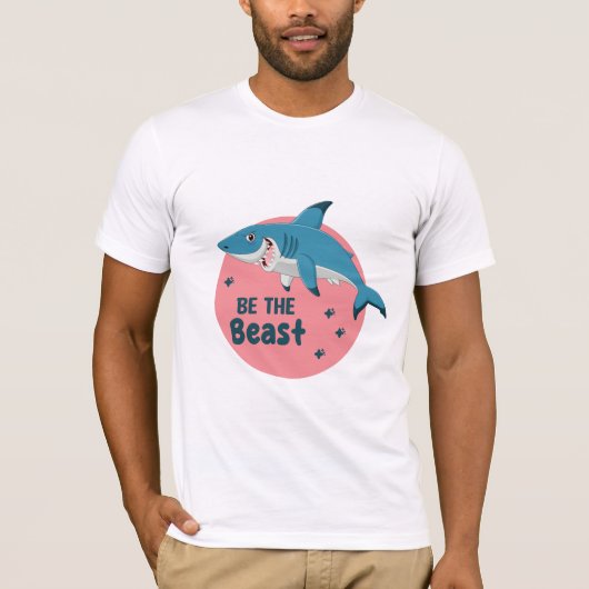 Seien Sie die Bestie Kawaii Happy Blue Shark auf P T-Shirt (Vorderseite)
