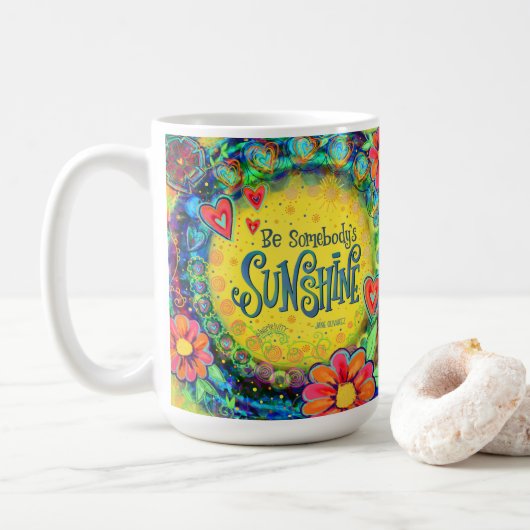 Seien Sie die sonnige "Inspirivity"-Coffee-Tasse Kaffeetasse (Mit Donut)