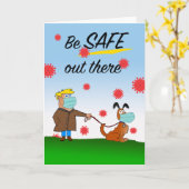 Seien Sie dort draußen, Coronavirus, Mann zu Fuß H Karte (Gelbe Blume)