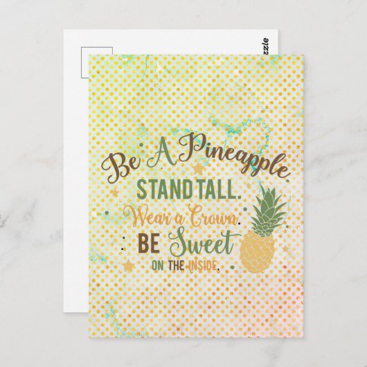 Seien Sie ein Ananas-inspirierendes Zitat Postkarte (Vorne/Hinten)