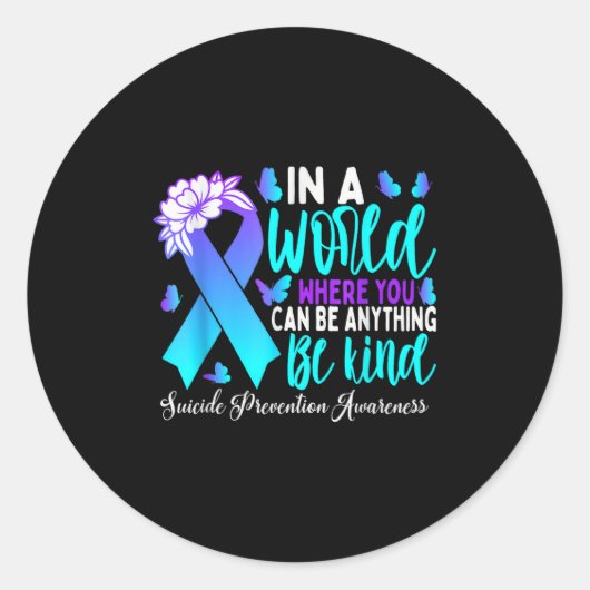 Seien Sie ein Aquamariner Lila Kampf gegen Selbstm Runder Aufkleber (Vorderseite)