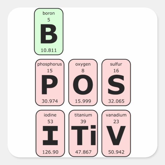 Seien Sie ein positives Zitat aus der Wissenschaft Quadratischer Aufkleber (Vorderseite)