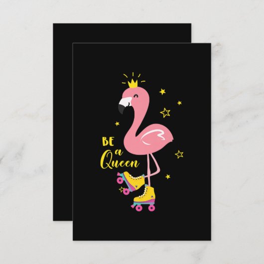 Seien Sie ein Queen Pink Flamingo Skate Roller Wom Begleitkarte (Vorne/Hinten)