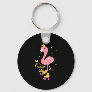 Seien Sie ein Queen Pink Flamingo Skate Roller Wom Schlüsselanhänger