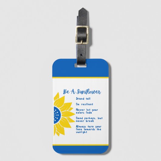 Seien Sie ein Sonnenblumenwort Kunst, Kultur und K Gepäckanhänger (Vorderseite Vertikal)