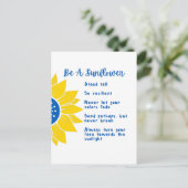 Seien Sie ein Sonnenblumenwort Kunst, Kultur und K Postkarte (Stehend Vorderseite)