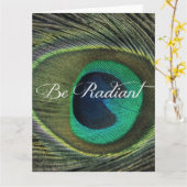 Seien Sie ein strahlendes Zitat mit der Pfauenfede Karte (Gelbe Blume)