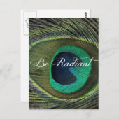 Seien Sie ein strahlendes Zitat mit der Pfauenfede Postkarte (Vorne/Hinten)