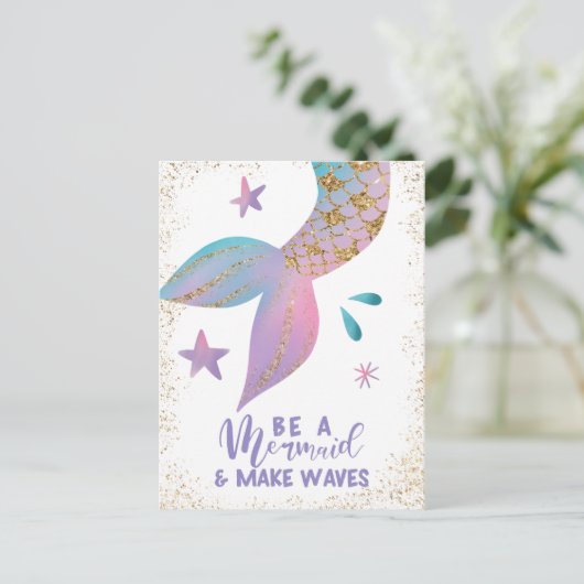 Seien Sie eine Meerjungfrau und machen Sie Waves p Postkarte (Stehend Vorderseite)