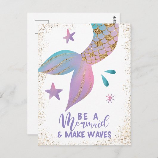 Seien Sie eine Meerjungfrau und machen Sie Waves p Postkarte (Vorne/Hinten)