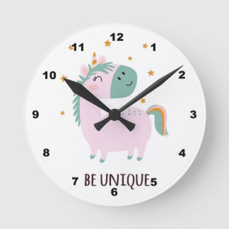 Seien Sie einzigartig Einhorn Kid's Room Wall Cloc Runde Wanduhr