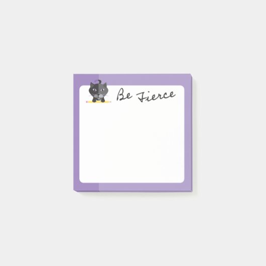 Seien Sie elegant Schwarze Katze mit Bleistift auf Post-it Klebezettel (Vorderseite)