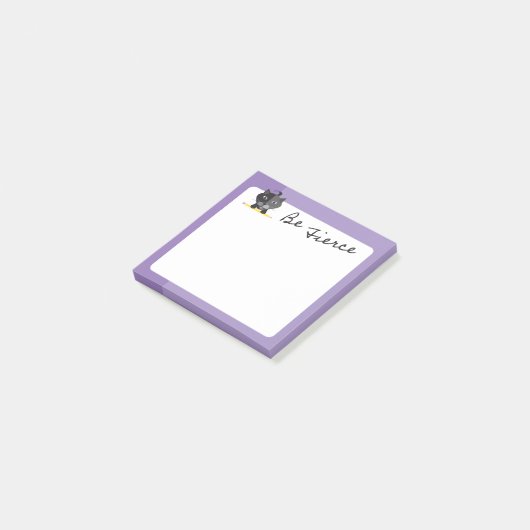 Seien Sie elegant Schwarze Katze mit Bleistift auf Post-it Klebezettel (angewinkelt)