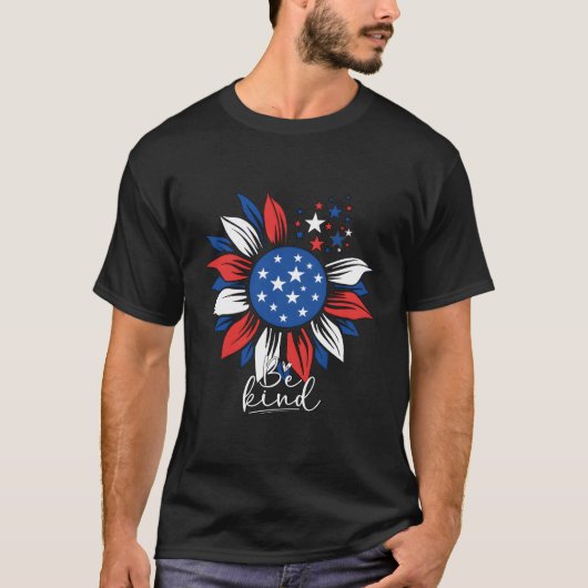 Seien Sie freundlich amerikanische Fahne 4. Juli P T-Shirt (Vorderseite)