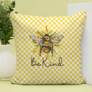 Seien Sie freundlich Bee & Gelb Kissen