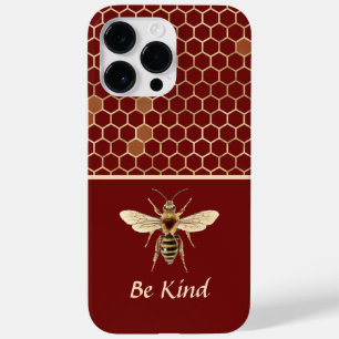 Seien Sie freundlich Bee und Honeycomb auf Burgund Case-Mate iPhone 14 Pro Max Hülle