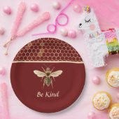 Seien Sie freundlich Bee und Honeycomb auf Burgund Pappteller (Party)