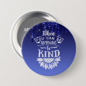 Seien Sie freundlich blauer Glitzer Button (Vorne & Hinten)