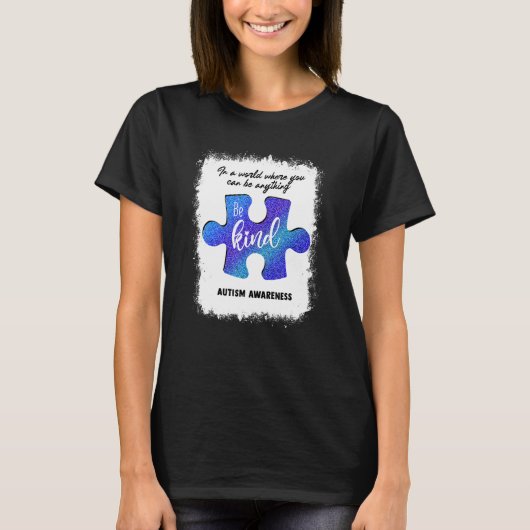 Seien Sie freundlich Blue Puzzle Piece Autism Awar T-Shirt (Vorderseite)