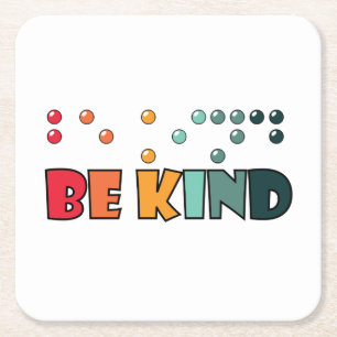 Seien Sie freundlich Braille-Literatur Blindheit B Rechteckiger Pappuntersetzer