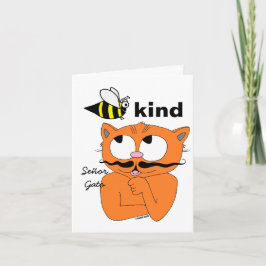 Seien Sie freundlich Cartoon Mustache Cat Blank In Karte
