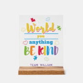 Seien Sie freundlich farbenfrohe Rätsel Autismus S Acrylschild (Vorderseite)