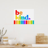 Seien Sie freundlich Herz Regenbogenstreifen posit Poster (Küche)